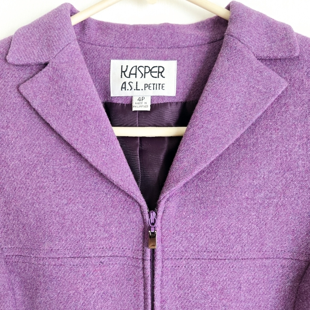 Kasper ASL Blazer Size Petite 4 Vintage Suit Jacket SuitSeparates Wool Blend - Picture 2 of 9